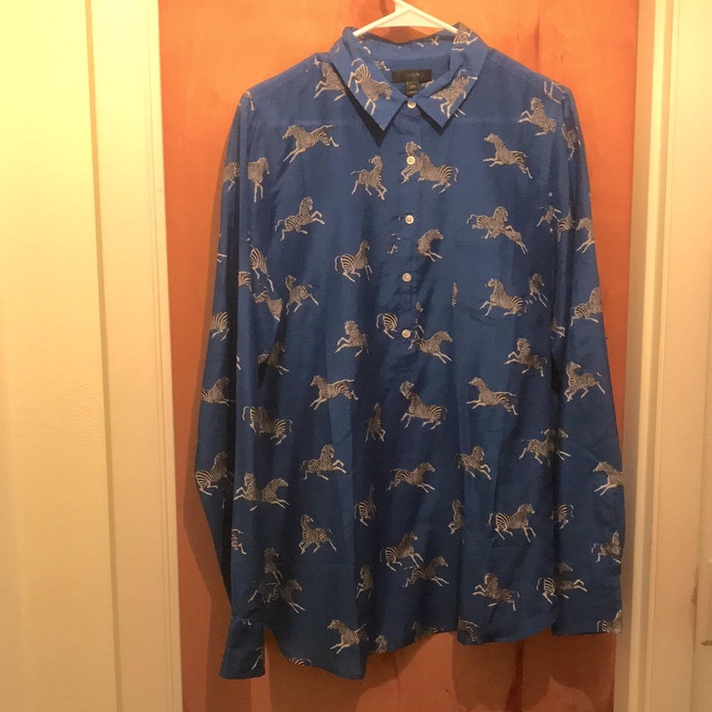 NWOT J.Crew Zebra Blouse size 14 Tall style F9588